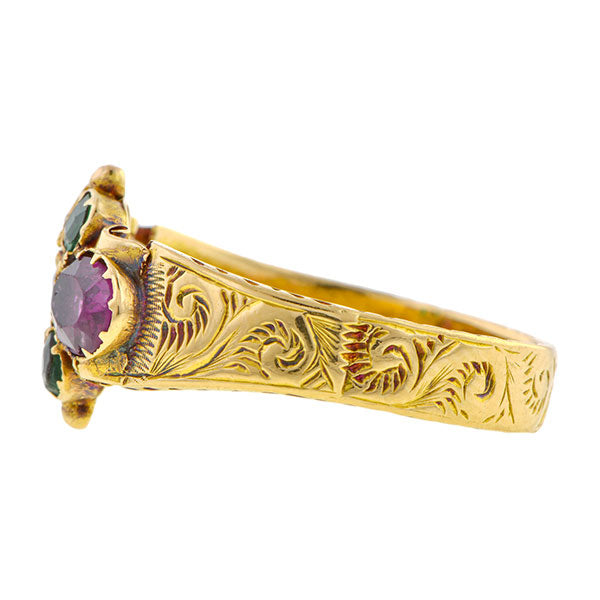 Victorian Garnet & Emerald Ring