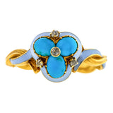 Antique Diamond Turquoise Enamel Ring