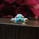 Antique turquoise enamel and diamond trefoil ring Doyle & Doyle 107650R
