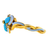 Antique Diamond Turquoise Enamel Ring