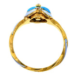 Antique Diamond Turquoise Enamel Ring
