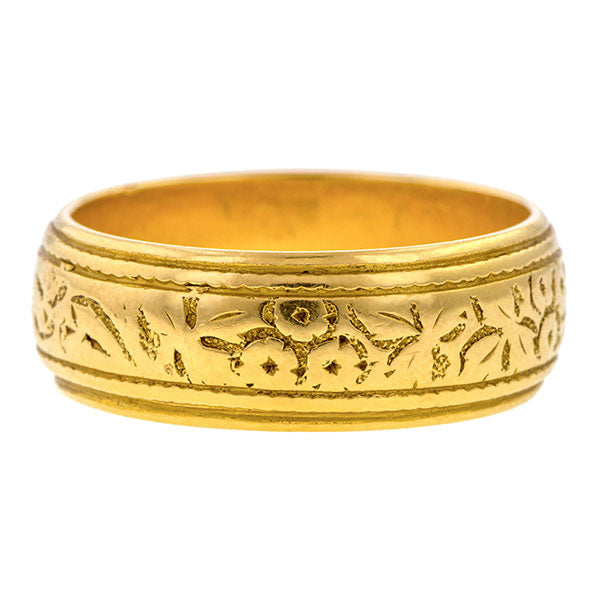 Antique Patterned Gold Wedding Band Ring
