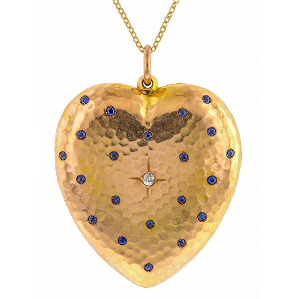 Victorian Old European & Sapphire Heart Locket