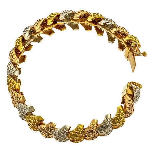 Vintage Textured Tri-Gold Bracelet