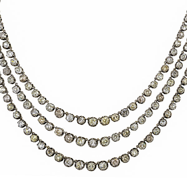 Victorian Diamond Triple Strand Necklace
