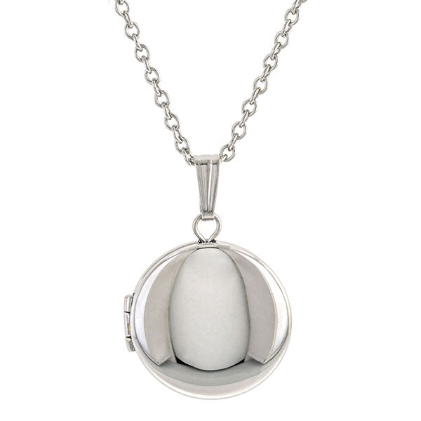 Petite Silver Round Locket Necklace