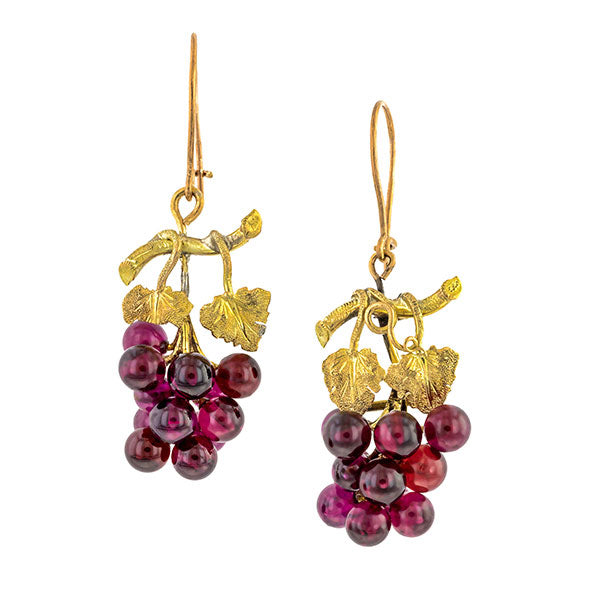 Victorian Garnet Grape Earrings