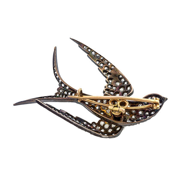 Victorian Swallow Diamond Brooch