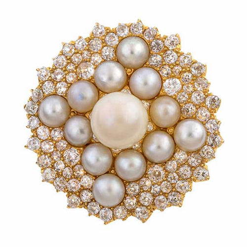 Antique Pearl & Diamond Brooch