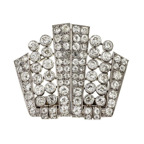 Art Deco Diamond Double Clip Brooch