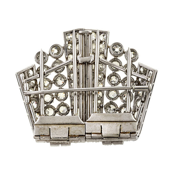 Art Deco Diamond Double Clip Brooch