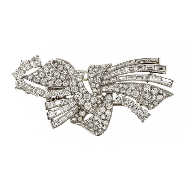 Art Deco Diamond Ribbon Knot Brooch
