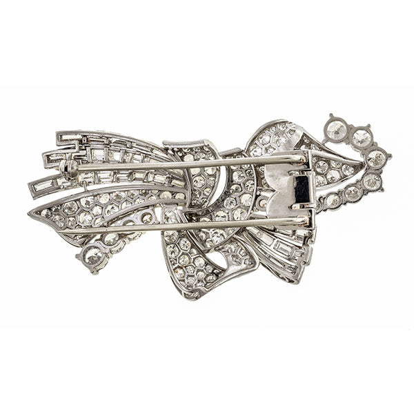 Art Deco Diamond Ribbon Knot Brooch