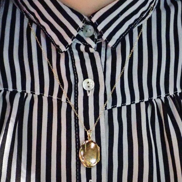 Oval Locket Necklace sold by Doyle and Doyle an antique and vintage jewelry boutique