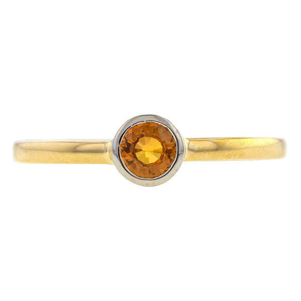 Bezel Set Orange Sapphire Ring,0.36ct., Heirloom by Doyle & Doyle