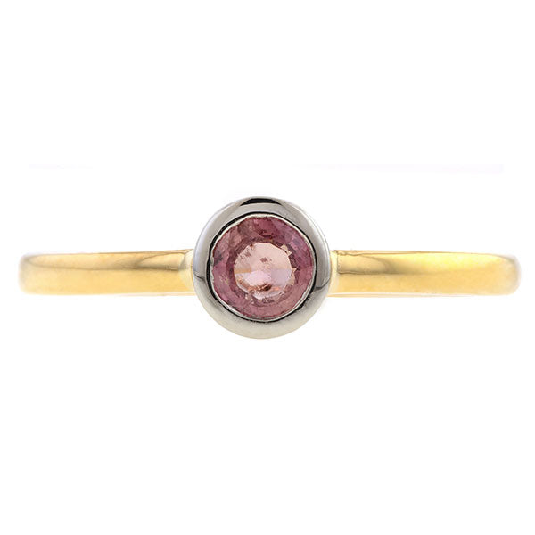 Bezel Set Orangy-Pink Sapphire Ring, 0.50ct., Heirloom by Doyle & Doyle