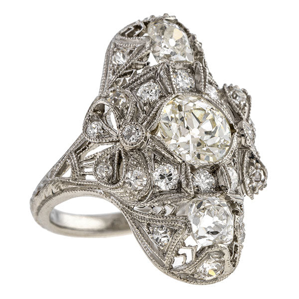 Art Deco ring: a Platinum Old European Cut Diamond Dinner Engagement Ring sold by Doyle & Doyle vintage and antique jewelry boutique.