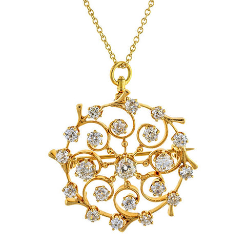 Antique Edwardian Natural Pearl Diamond Gold Drop Pendant Brooch, GIA –  jeweleretteandco