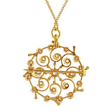 Vintage Diamond Scrolling Circle Brooch/Pendant from Doyle & Doyle