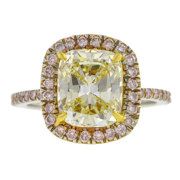 Estate Engagement Ring, Cushion cut Diamond, sold by Doyle & Doyle an antique and vintage jewelry store.
