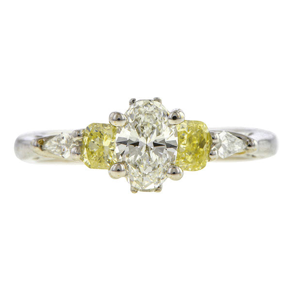 Estate ring: a White Gold Oval Cut Diamond Engagement Ring sold by Doyle & Doyle vintage and antique jewelry boutique.