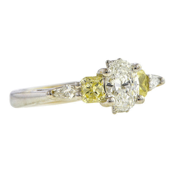 Estate ring: a White Gold Oval Cut Diamond Engagement Ring sold by Doyle & Doyle vintage and antique jewelry boutique.