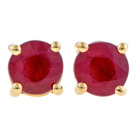 Round Faceted Ruby Earrings