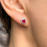 Ruby & Diamond Frame Earrings sold by Doyle and Doyle an antique and vintage jewelry boutique