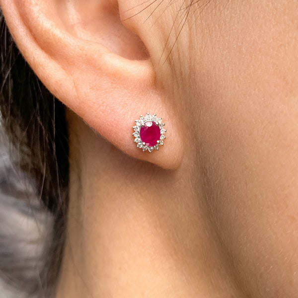 Ruby & Diamond Frame Earrings sold by Doyle and Doyle an antique and vintage jewelry boutique