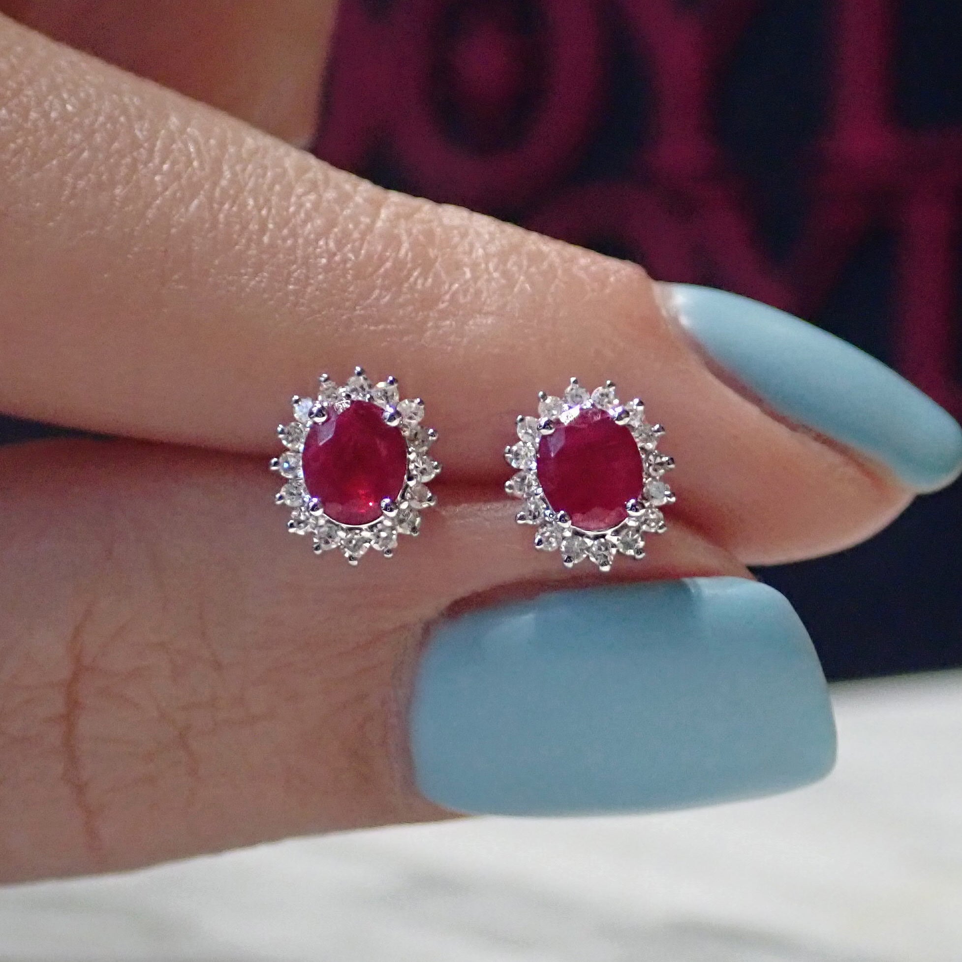 Ruby & Diamond Frame Earrings sold by Doyle and Doyle an antique and vintage jewelry boutique