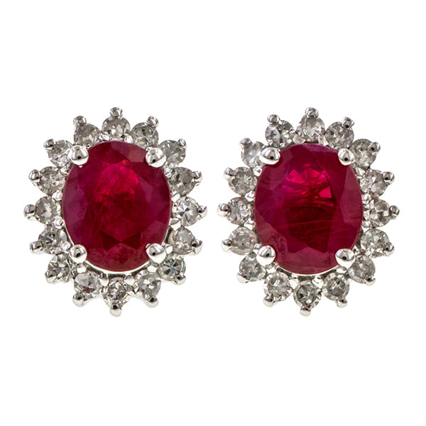 Ruby & Diamond Frame Earrings sold by Doyle and Doyle an antique and vintage jewelry boutique