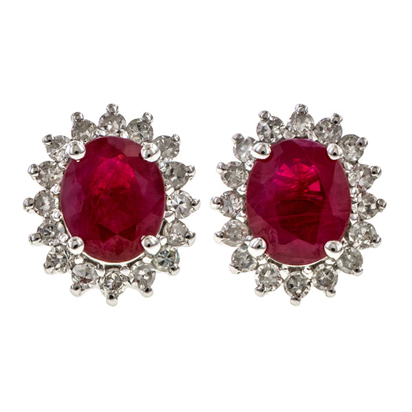 Ruby & Diamond Frame Earrings