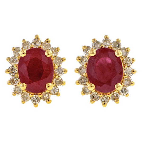 Ruby & Diamond Frame Earrings sold by Doyle and Doyle an antique and vintage jewelry boutique