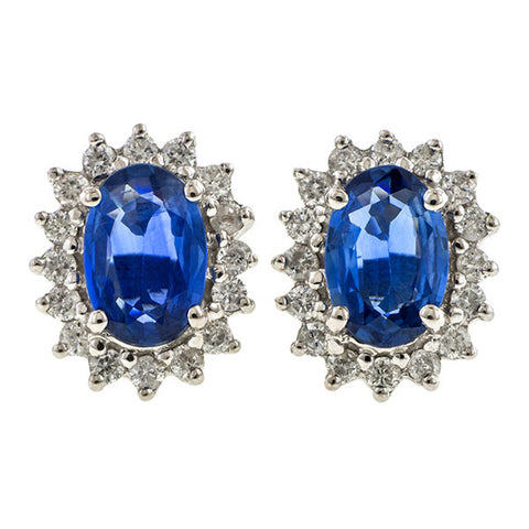 Sapphire & Diamond Earrings sold by Doyle & Doyle vintage and antique jewelry boutique.