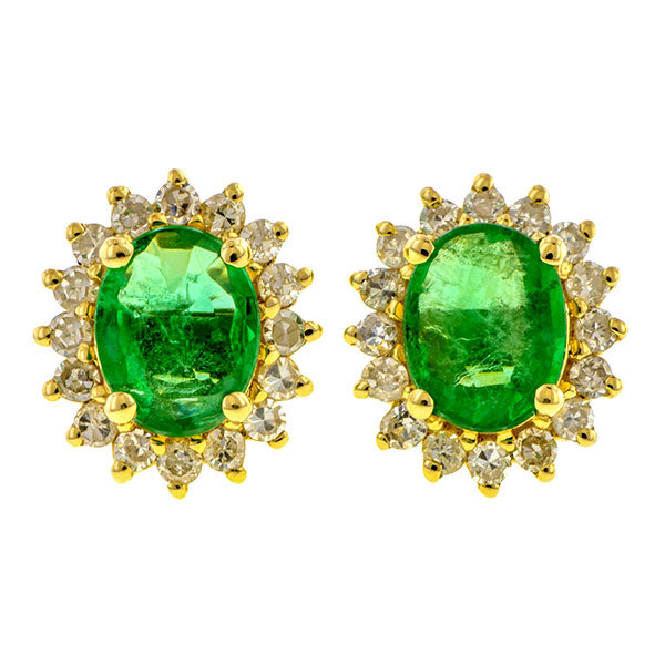 Emerald & Diamond Frame Earrings