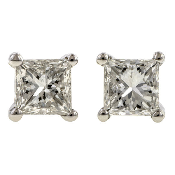 Square Diamond Stud Earrings, 0.36ctw.