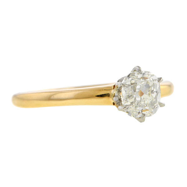 Vintage Solitaire Engagement Ring, Cushion 0.85ct