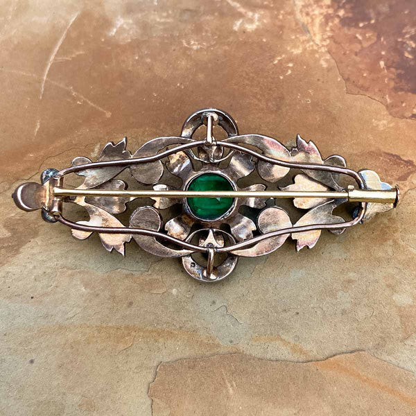 Antique Emerald & Rose Cut Pin sold by Doyle and Doyle an antique and vintage jewelry boutique