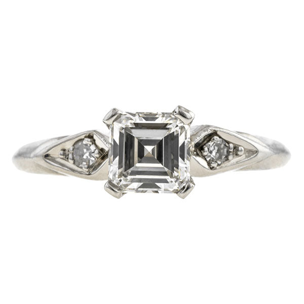 Vintage Engagement Ring, Asscher cut 0.86ct.