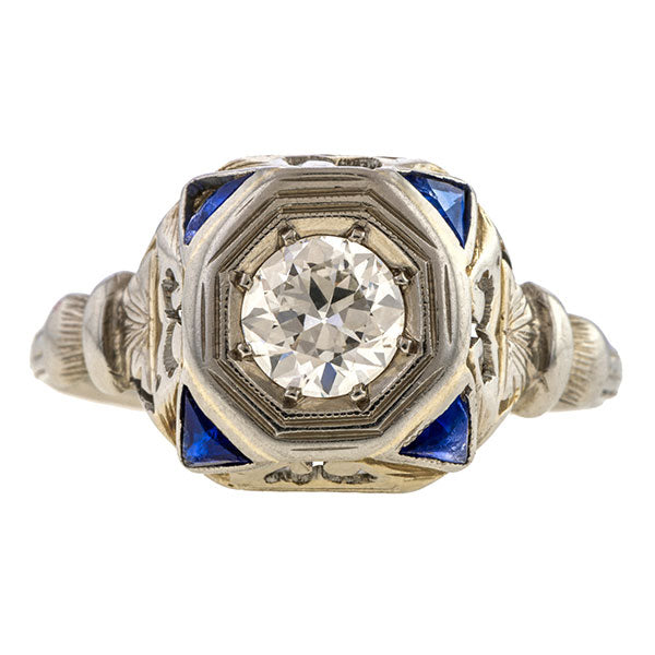 Art Deco Engagement Ring, Old European Diamond 0.50ct., sold by Doyle & Doyle a vintage and antique jewelry store.
