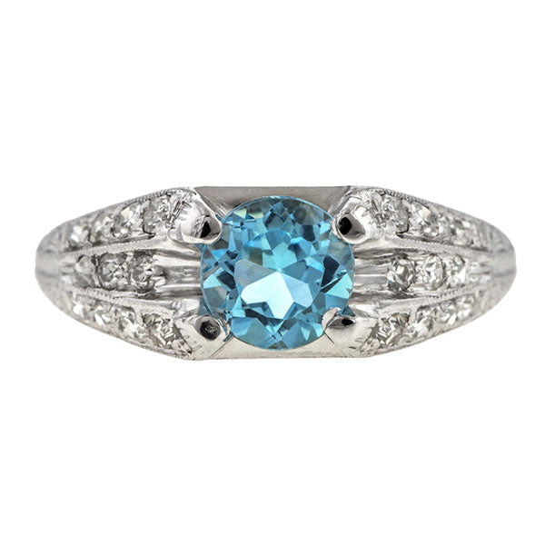 Vintage Aquamarine & Diamond Ring