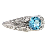 Vintage Aquamarine & Diamond Ring