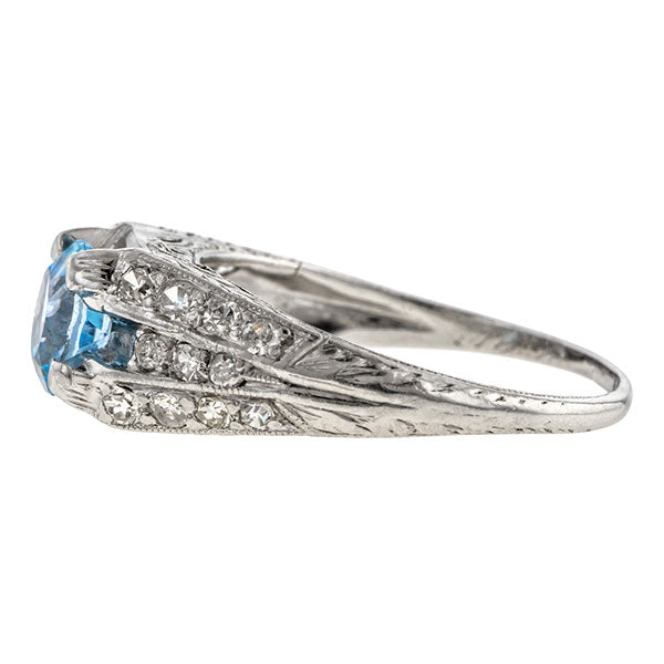 Vintage Aquamarine &  Diamond Ring