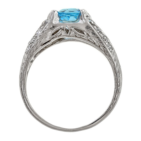 Vintage Aquamarine & Diamond Ring