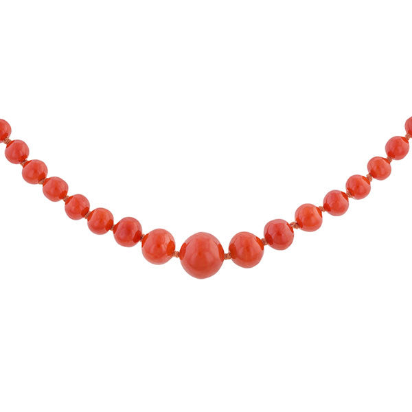 Antique Oxblood Coral Bead Necklace