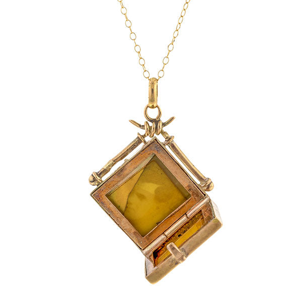 Vintage Diamond Square Locket Necklace