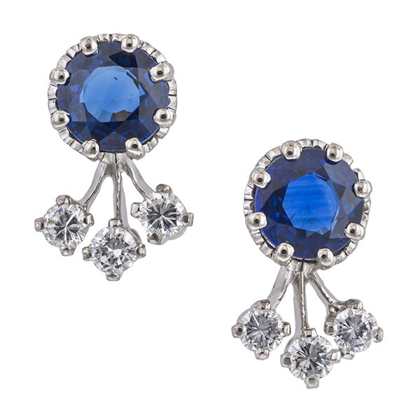 Estate Sapphire & Diamond Earrings