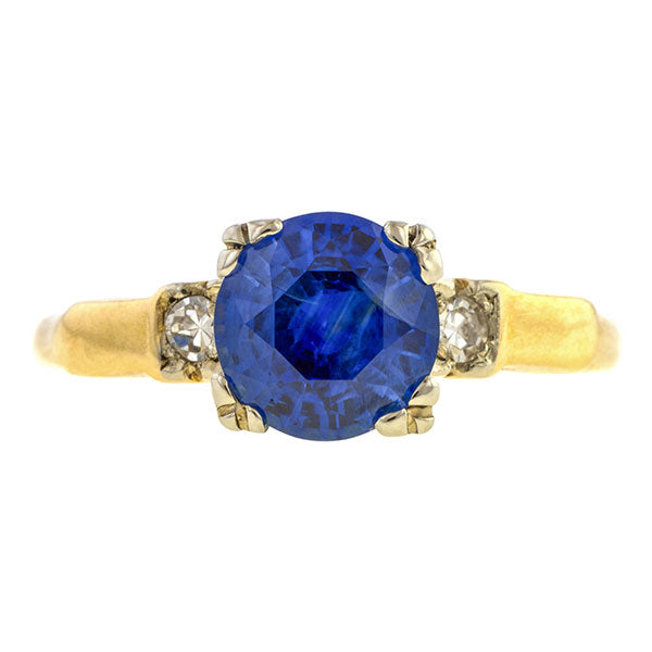 Vintage Sapphire (no heat) & Diamond Ring, 1.97ct