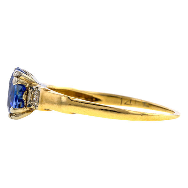 Vintage Sapphire (no heat) & Diamond Ring, 1.97ct