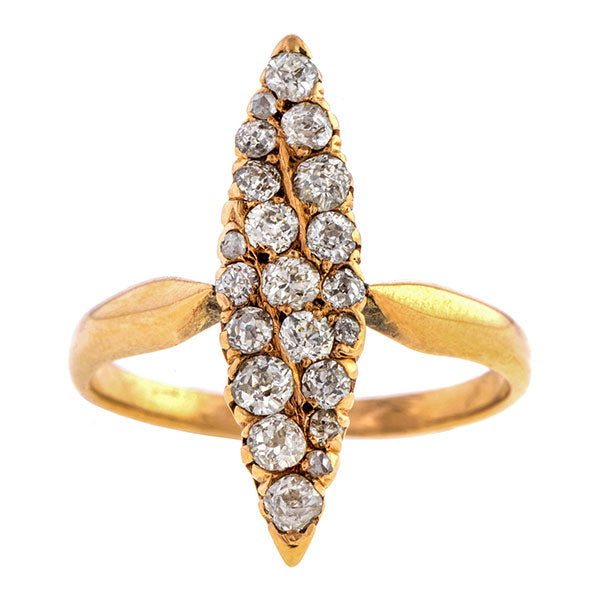 Antique Diamond Navette Ring, sold by Doyle & Doyle an antique and vintage jewelry store.